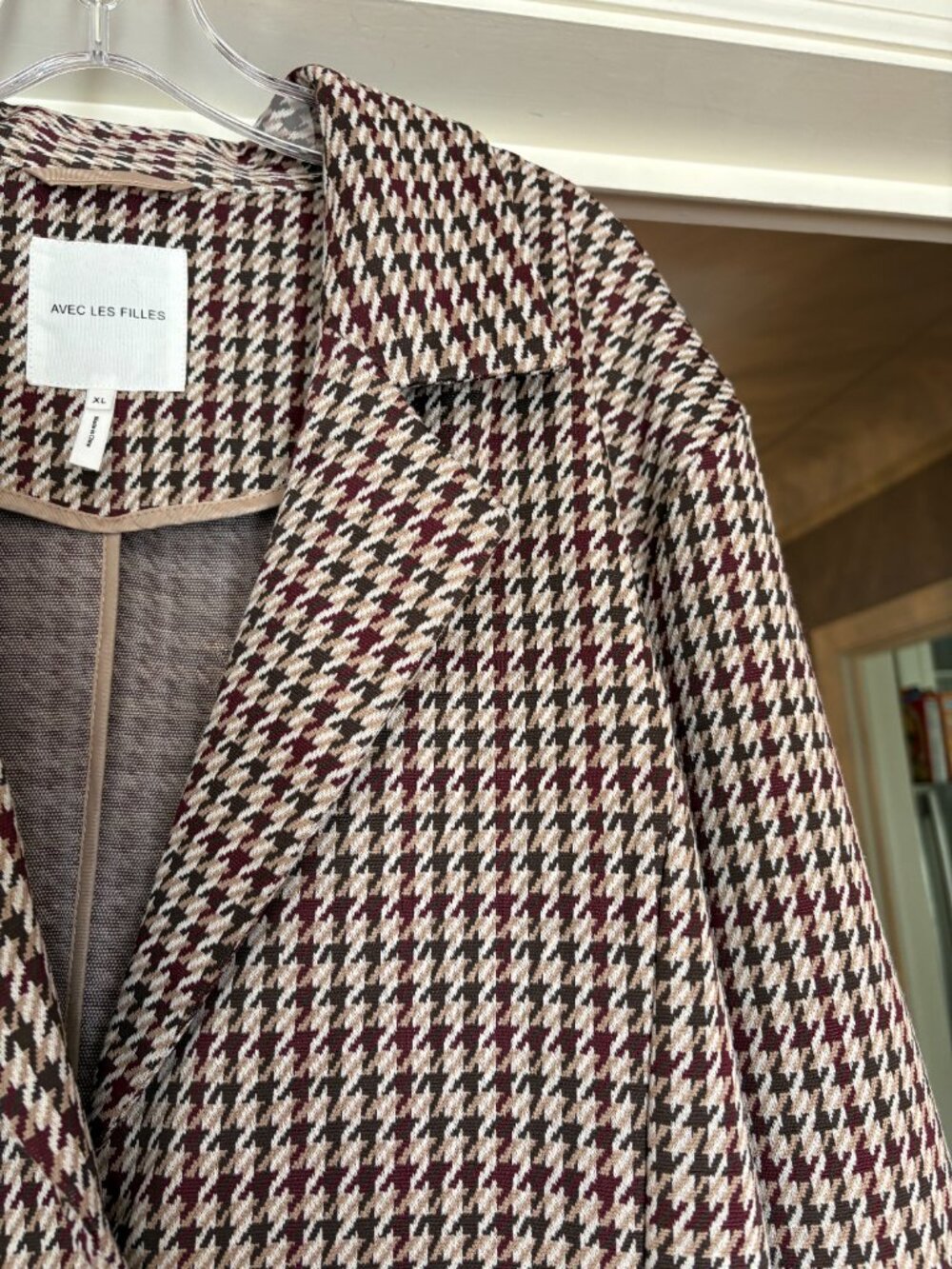 NWT Avec Les Filles Oversized Longline Houndstooth Plaid Blazer. Size XL - Picture 5 of 14